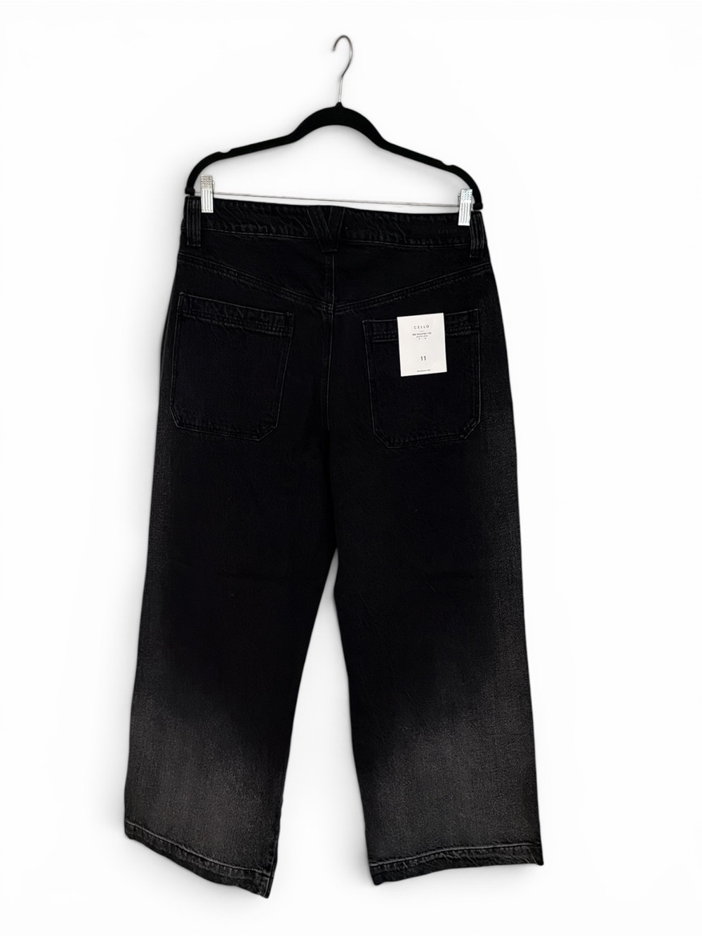Cello Wide Leg Skater Jeans Women’s Size 11 Black Ombre Wide Belt Loops New - Picture 8 of 16